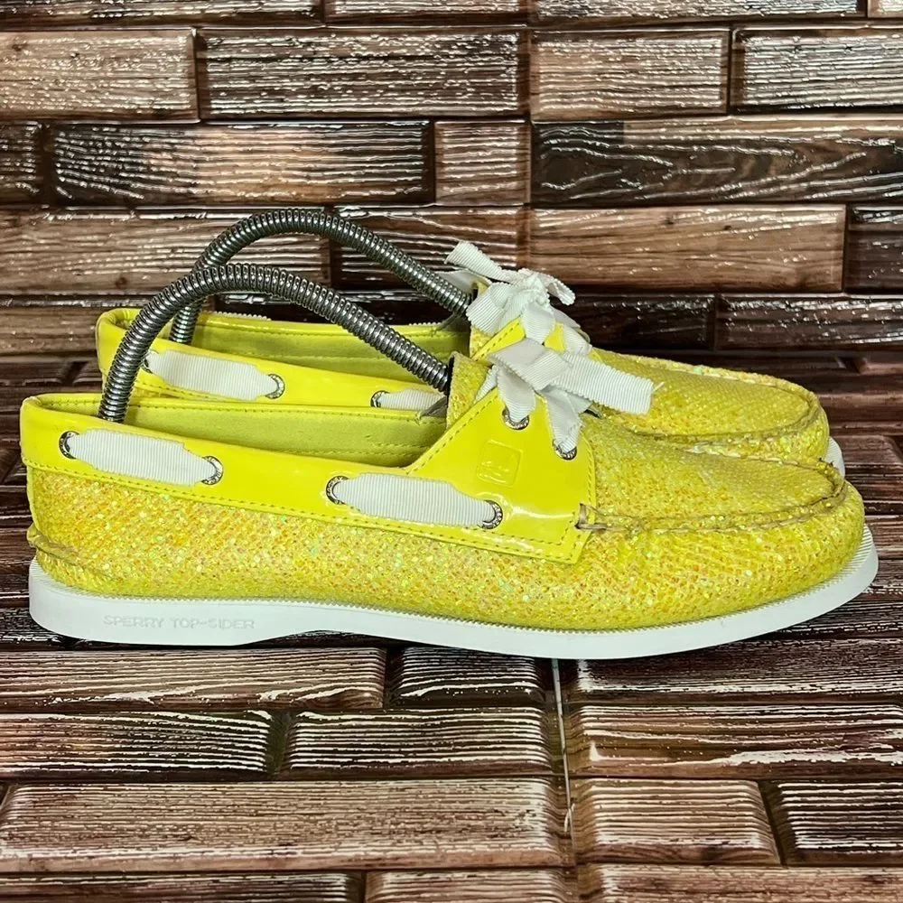 Sperry top Sider Yellow Glitter - Womens 10